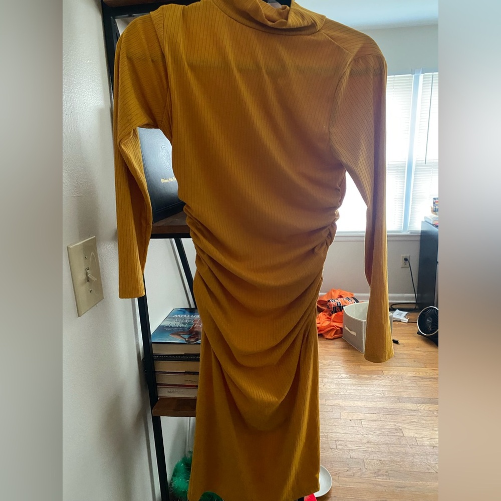 Ribbed mustard dress